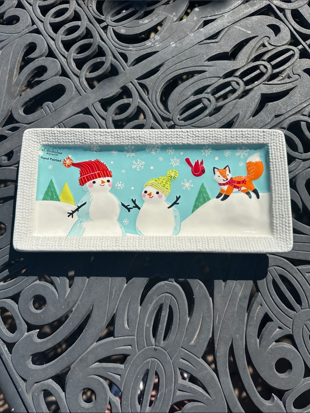 Hand painted St. Nicholas Square adorable platter